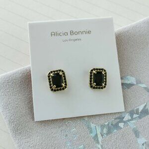 Alicia Bonnie jewelry - Aurora Gold Black Crystal Stud Earrings